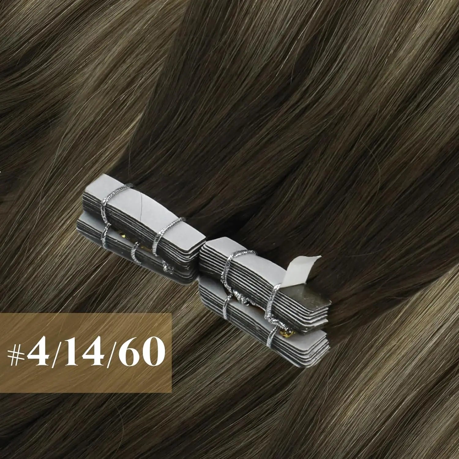 [NEW]VeSunny Tape In Hair Extensions Human Hair Real Natural Hair Balayage Color #4-14-60 Skin Weft Straight Seamless Hair