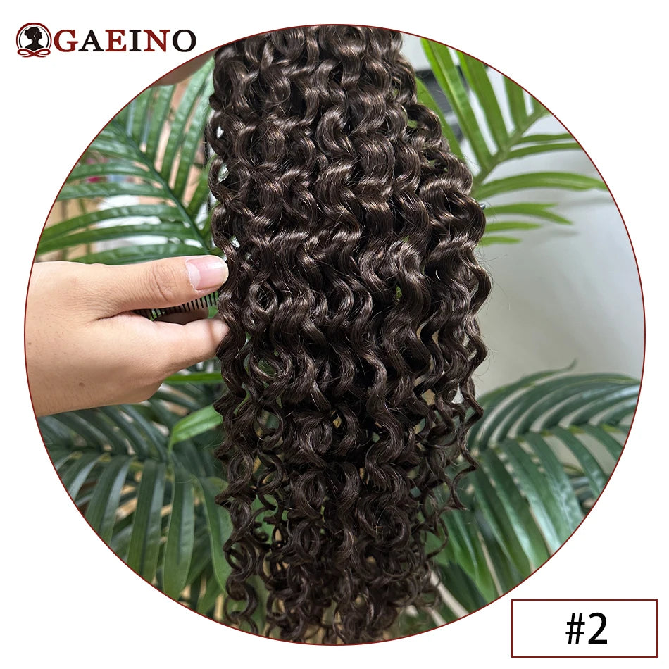 Water Wave Clip In Hair Extensions Real Human Hair 7Pcs/Set Chestnut And Bronzed Blonde Highlights Curly Clip On Hair Extensions