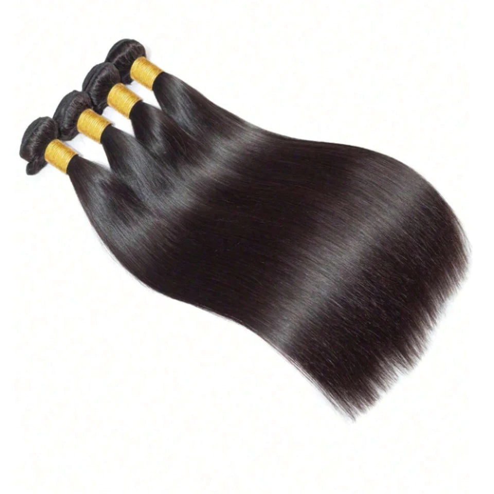 30 Inch Long Bundles Straight Human Hair 1/3/4 Pcs Bone Straight Hair Weave Double Weft 100% Remy Raw Hair Extensions Natural