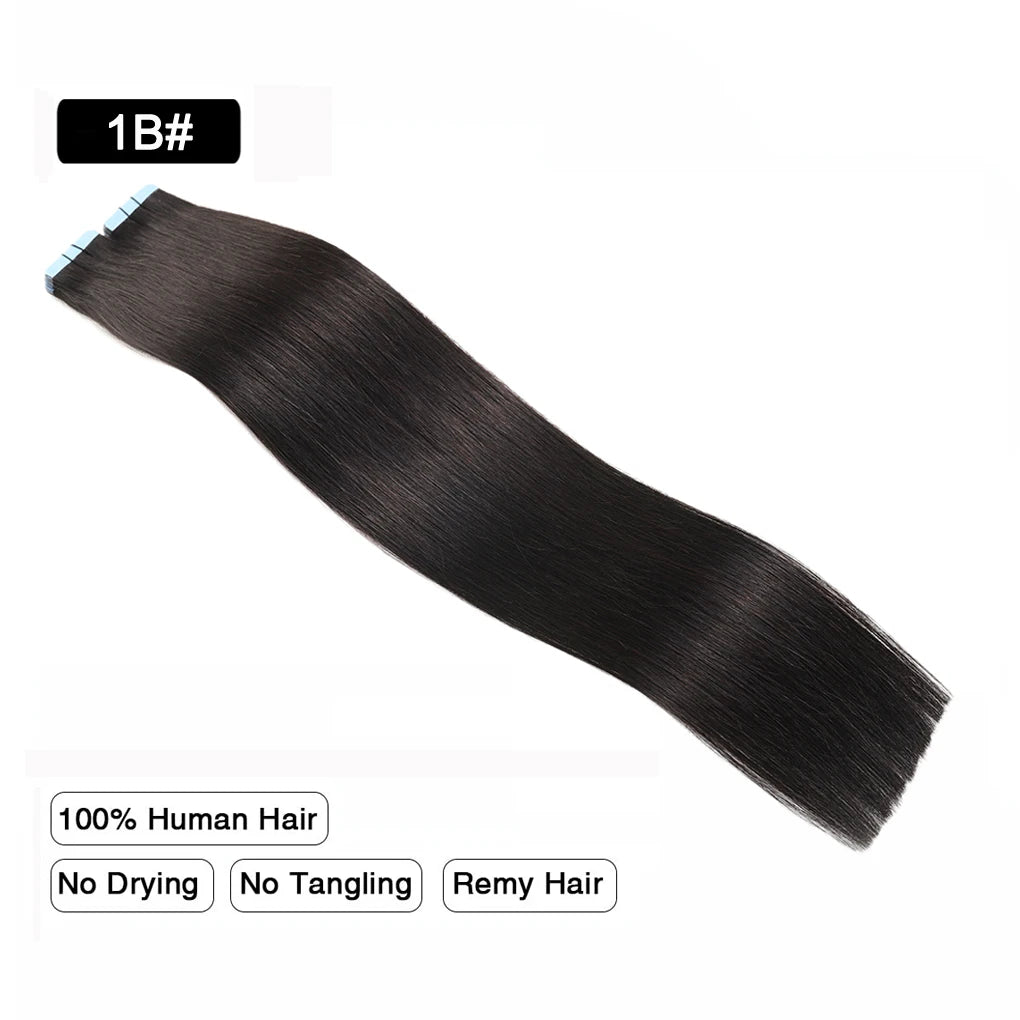 Auburn Tape In Hair Extensions Human Hair Copper Skin Weft Adhesive Tape In Extensions Real Natural Hair Seamless Tape Ins 10Pcs