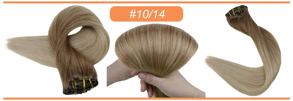 Full Shine Clip in Hair Extensions Human Hair Clip Balayage 7pcs 120g Double Weft Hair Extensions Human Hair For Woman