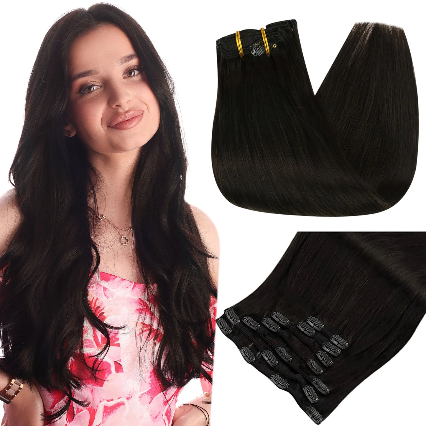 Full Shine Clip in Hair Extensions Human Hair Clip Balayage 7pcs 120g Double Weft Hair Extensions Human Hair For Woman