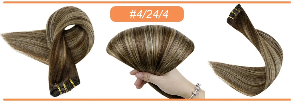 Full Shine Clip in Hair Extensions Human Hair Clip Balayage 7pcs 120g Double Weft Hair Extensions Human Hair For Woman