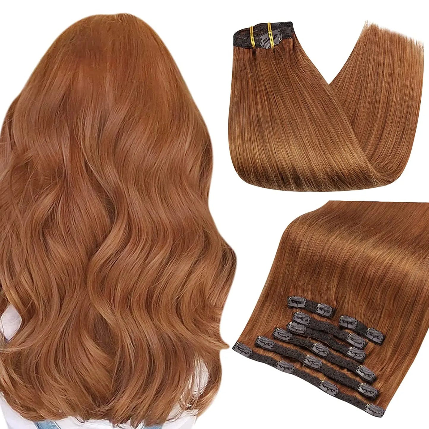Full Shine Clip in Hair Extensions Human Hair Clip Balayage 7pcs 120g Double Weft Hair Extensions Human Hair For Woman