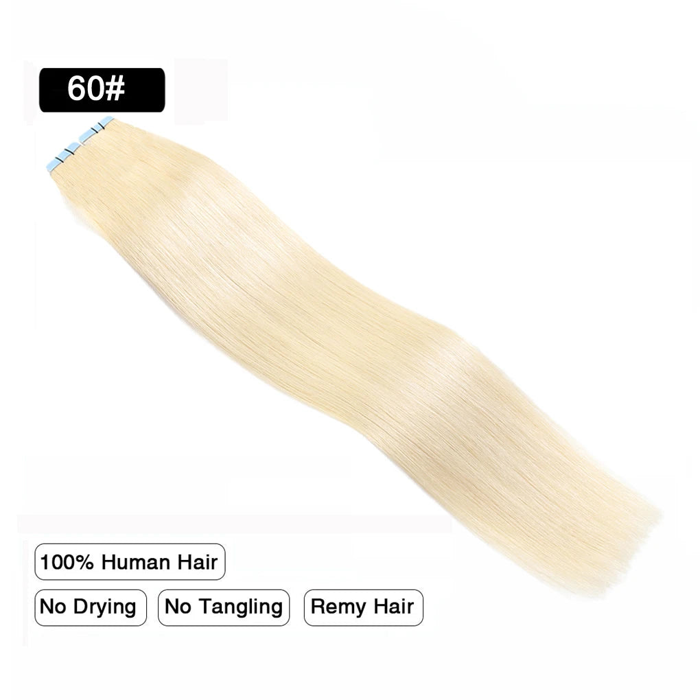 Auburn Tape In Hair Extensions Human Hair Copper Skin Weft Adhesive Tape In Extensions Real Natural Hair Seamless Tape Ins 10Pcs