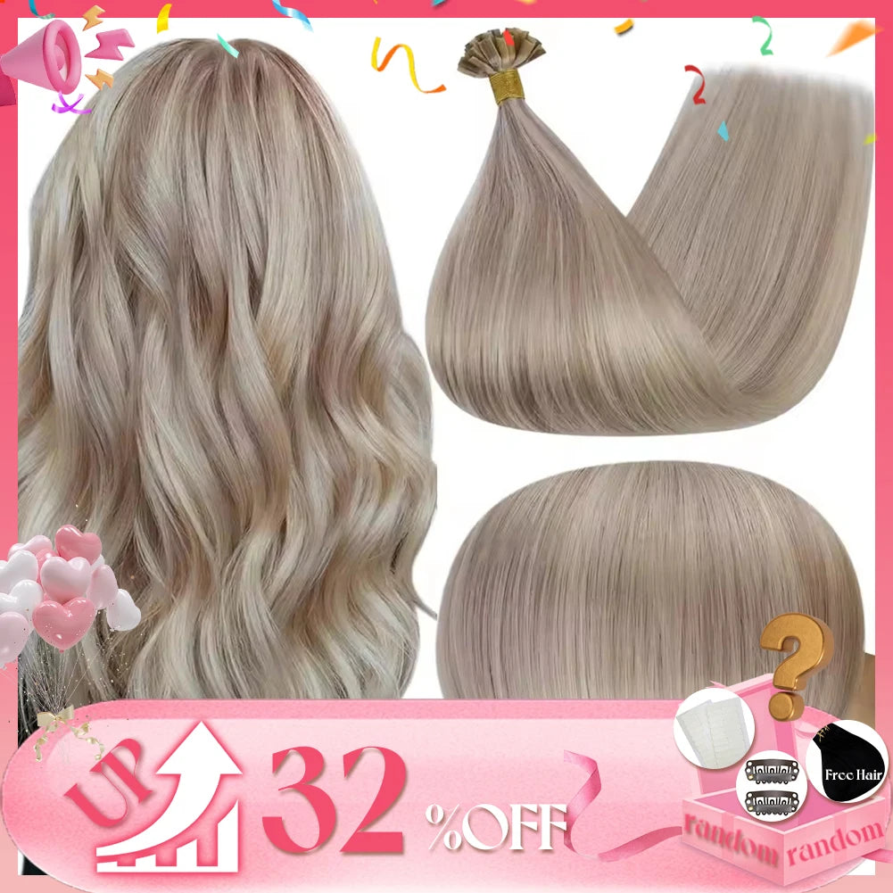 Full Shine U Tip Hair Extensions Fusion Hair Balayage Color 40-50g Keratin Glue Beads Prebonded Remy Human Hair Extensions