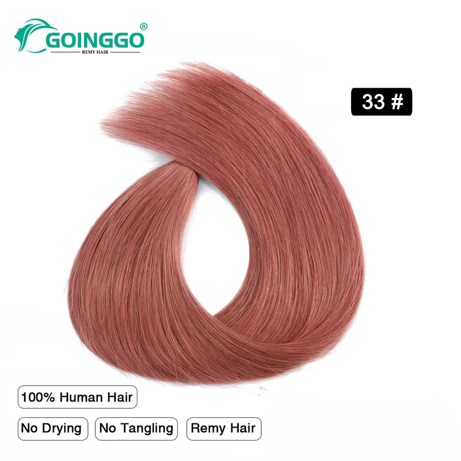 Auburn Tape In Hair Extensions Human Hair Copper Skin Weft Adhesive Tape In Extensions Real Natural Hair Seamless Tape Ins 10Pcs