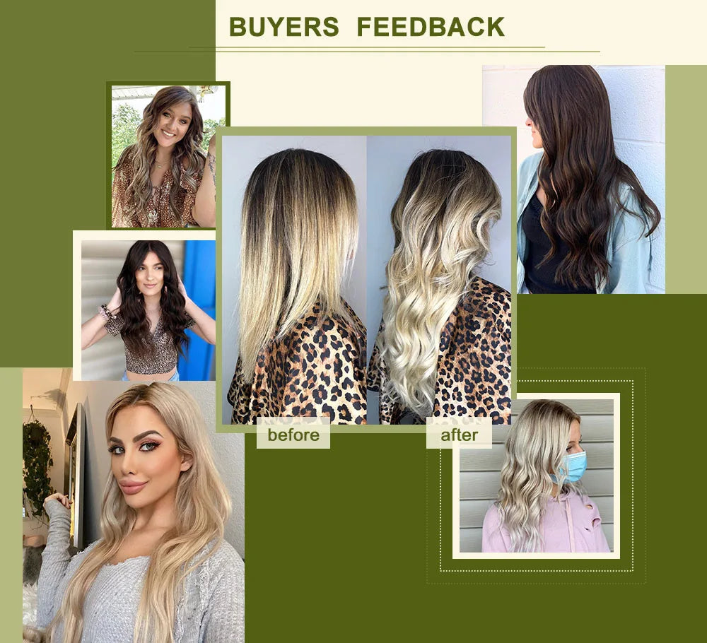 VeSunny Fish Line Human Hair Extension Wire Natural Hair OnePiece Invisible Wire Hair Weft with 2 Clips Machine Made Blonde Hair