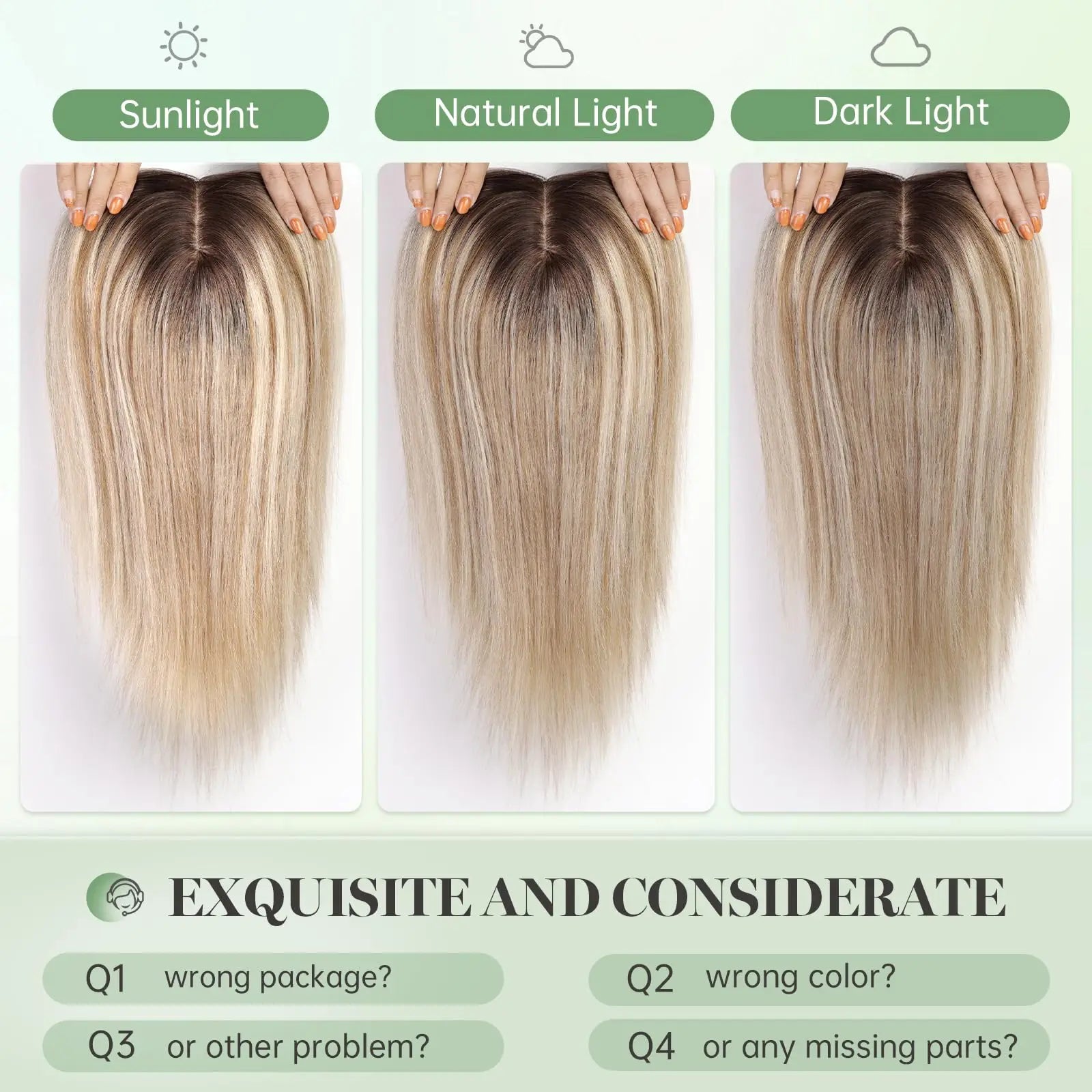 Brown Blonde Highlight Remy Human Hair Toppers Clips in 16 Inches Straight Hairpiece for Women Silk Base Topper Hair Extensions