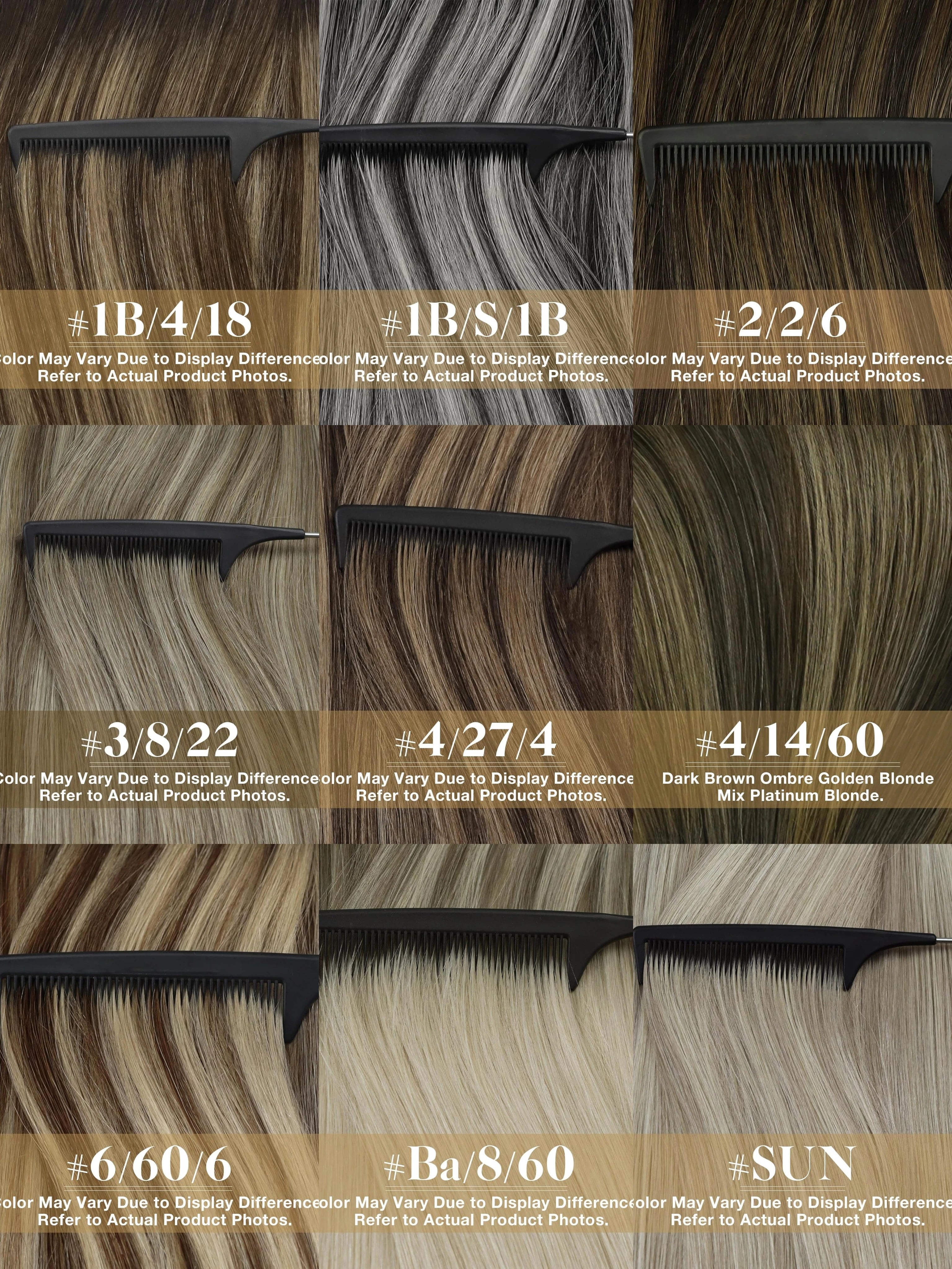 [NEW]VeSunny Tape In Hair Extensions Human Hair Real Natural Hair Balayage Color #4-14-60 Skin Weft Straight Seamless Hair