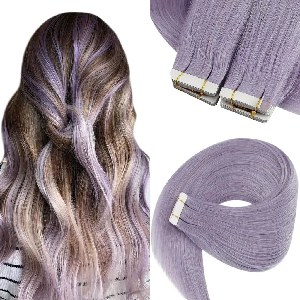 [NEW]VeSunny Tape In Hair Extensions Human Hair Real Natural Hair Balayage Color #4-14-60 Skin Weft Straight Seamless Hair