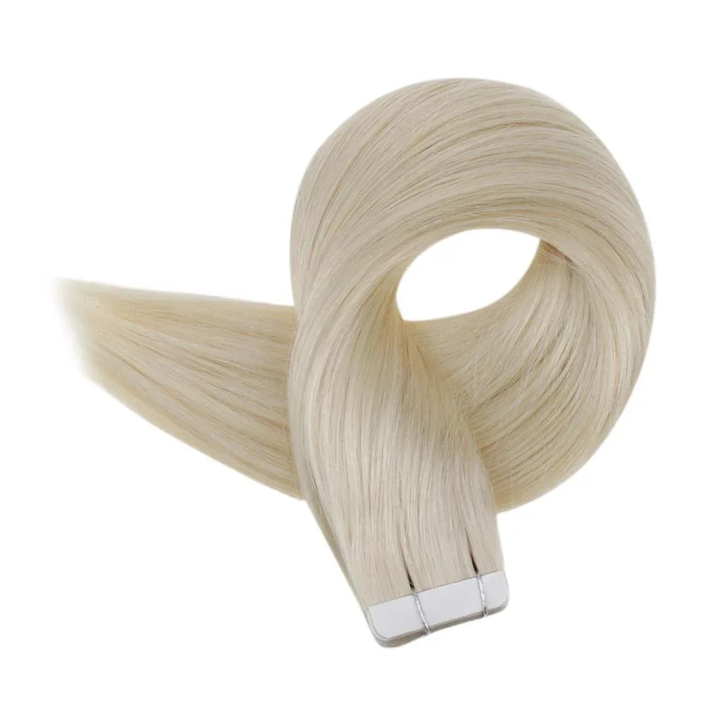 Laavoo Tape in Human Hair Extensions Real Brazilian Hair Straight Natural 100% Real Human Hair Pure Color 12-24inch Tape in Hair