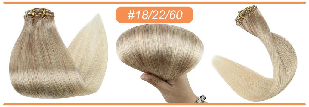 Full Shine Clip in Hair Extensions Human Hair Clip Balayage 7pcs 120g Double Weft Hair Extensions Human Hair For Woman